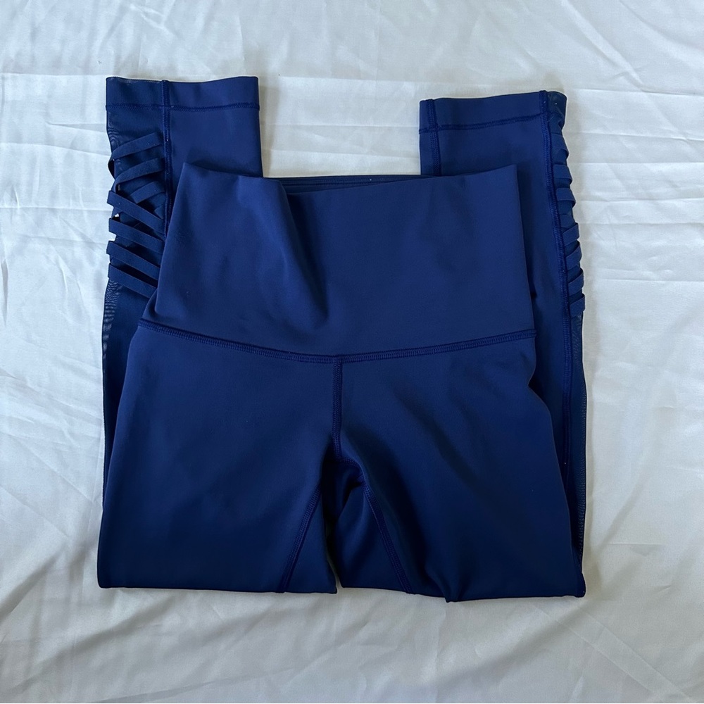 Lululemon High Rise Crop Leggings with Mesh Sides